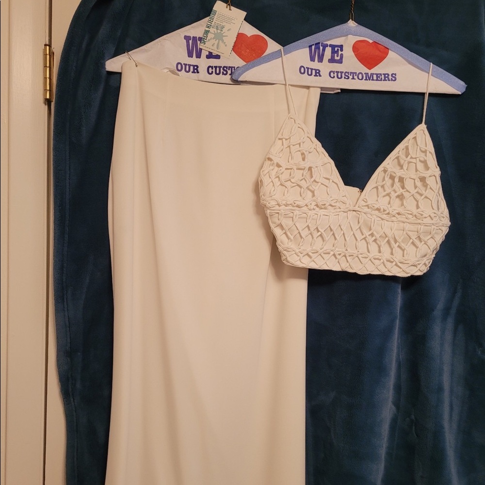 White two piece prom dress